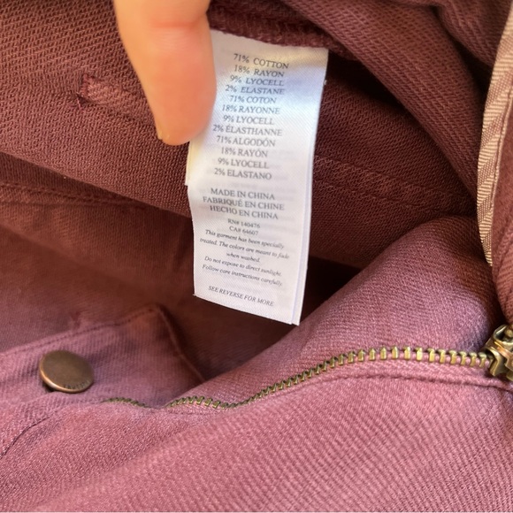 Faherty Stretch Terry Patch Pocket Pant High Rise Wide Leg Size 25 Brown Maroon - Picture 9 of 9